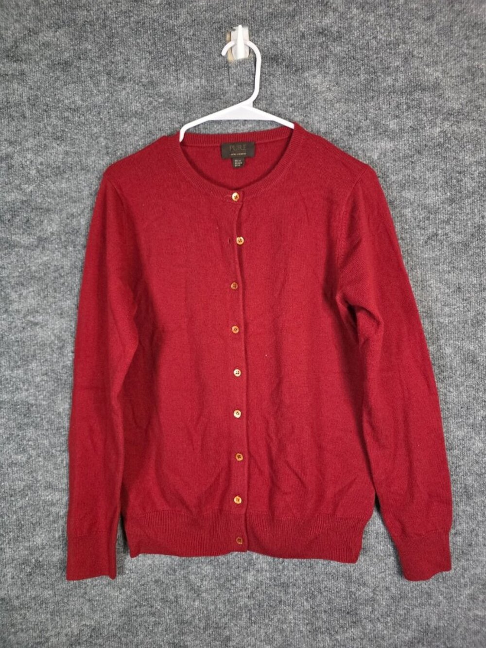 Pure Collection Sweater Womens 10 Red 100% Cashmere Button Cardigan Lint